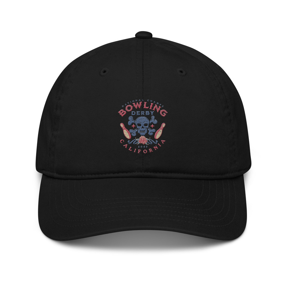 Bowling Derby Champs - Grunge Skull Organic Baseball Cap