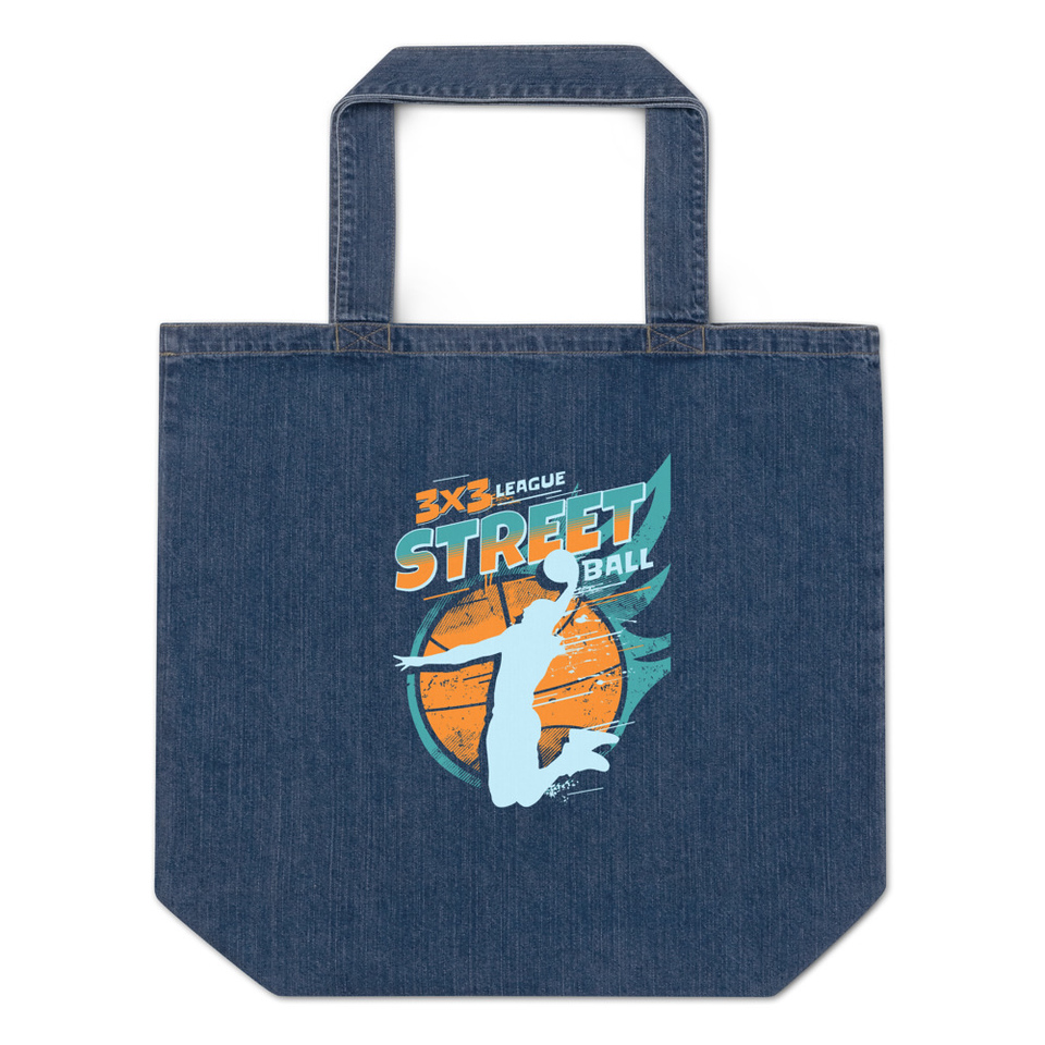 3x3 Basketball League Organic Denim Tote Bag