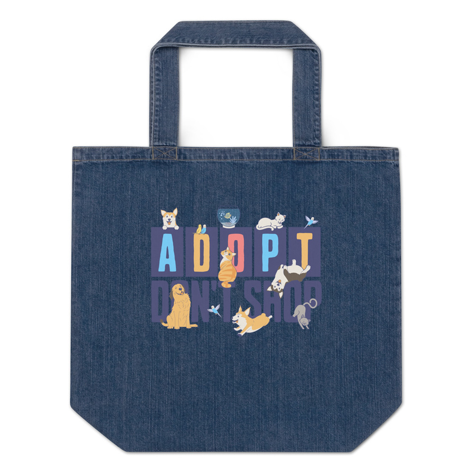 Adopt a Pet - Cute Animal Organic Denim Tote Bag