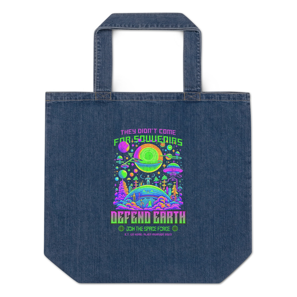 Alien Invasion Organic Denim Tote Bag