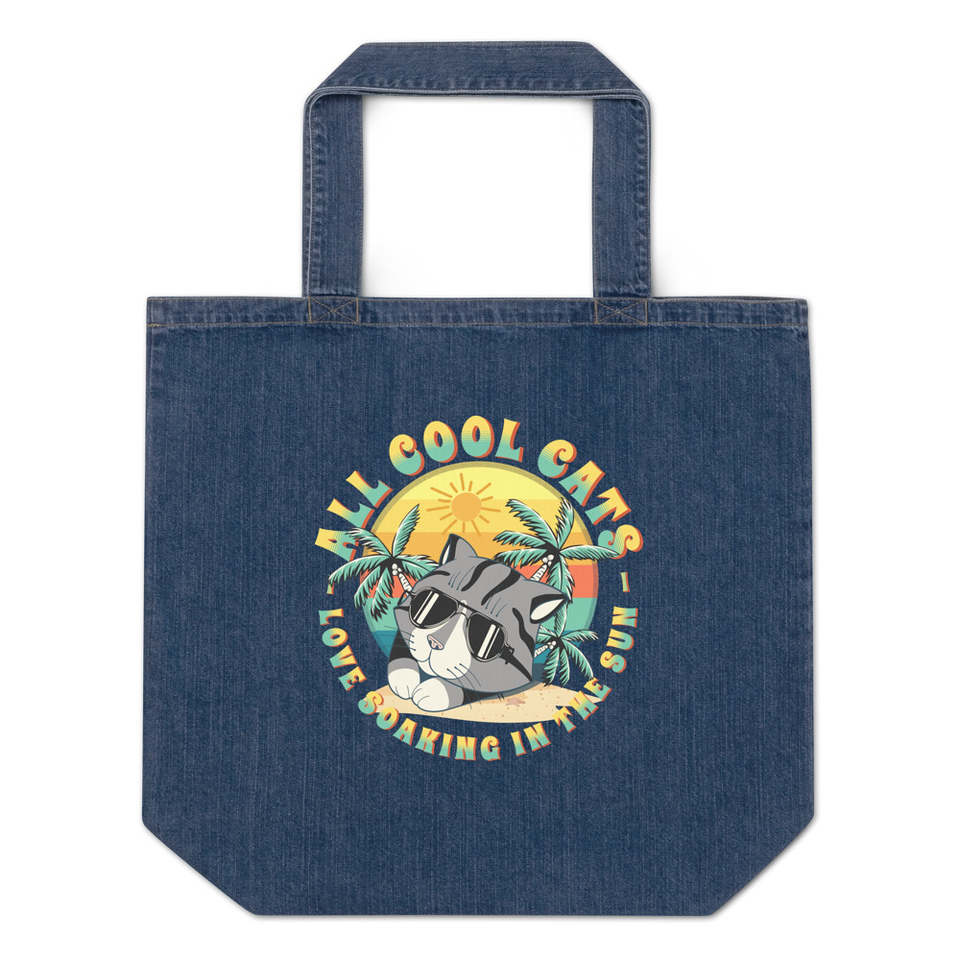 All Cool Cats - Sunset Beach Organic Denim Tote Bag