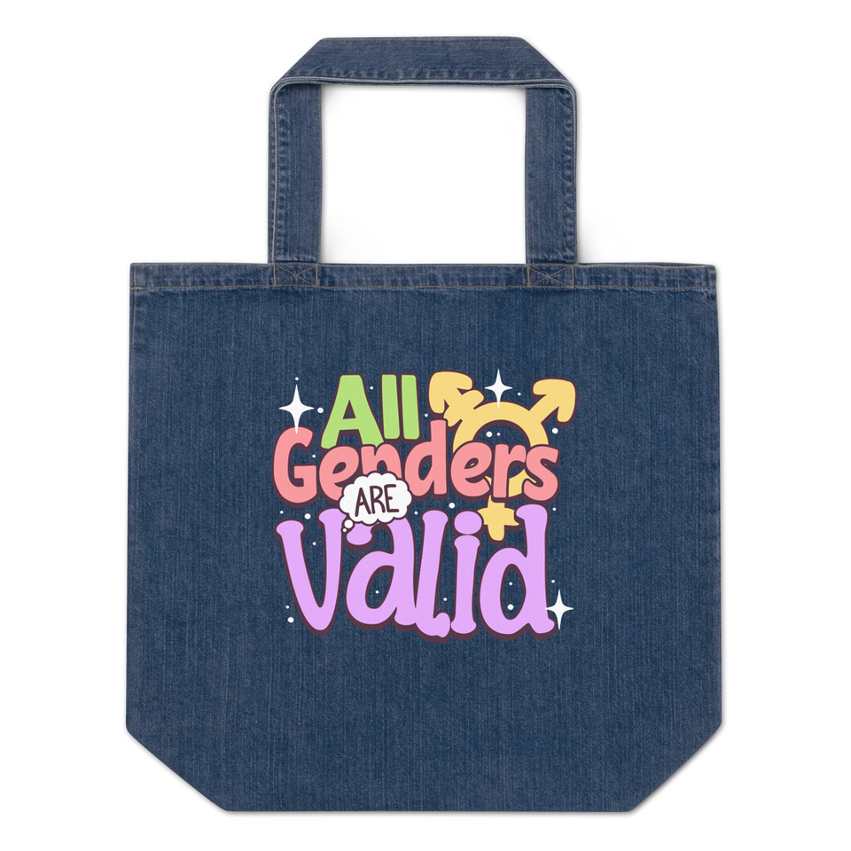 All Genders are Valid Organic Denim Tote Bag