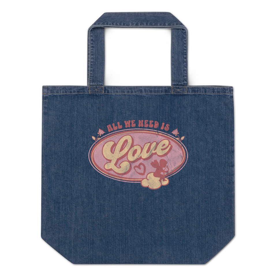 All We Need Is Love - Cupid Organic Denim Tote Bag