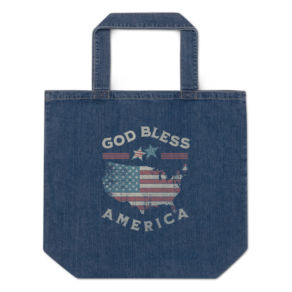 America - Land Of The Free Organic Denim Tote Bag
