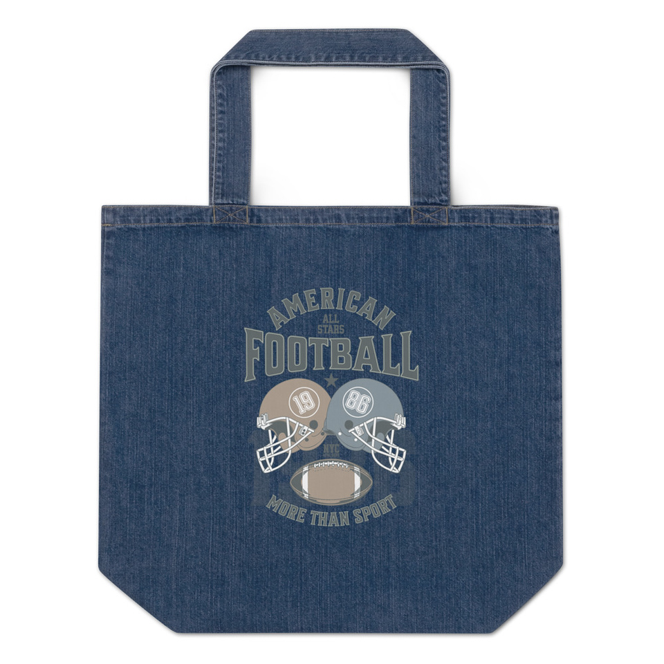 American All Star Football - Sports Helmet Organic Denim Tote Bag