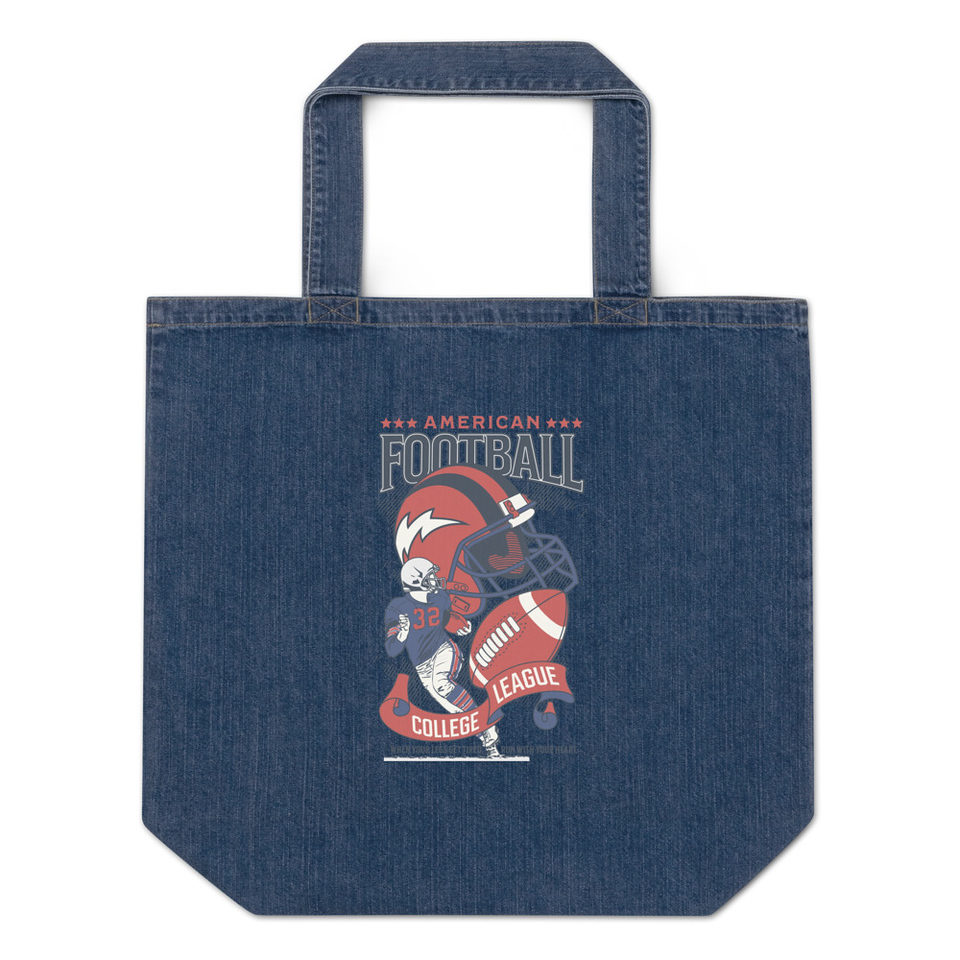 American Football - Athletic College League Organic Denim Tote Bag
