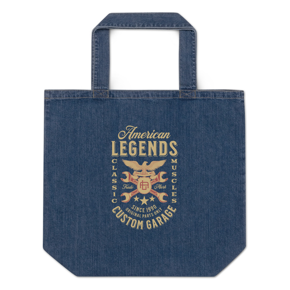 American Legends Garage - Eagle Organic Denim Tote Bag