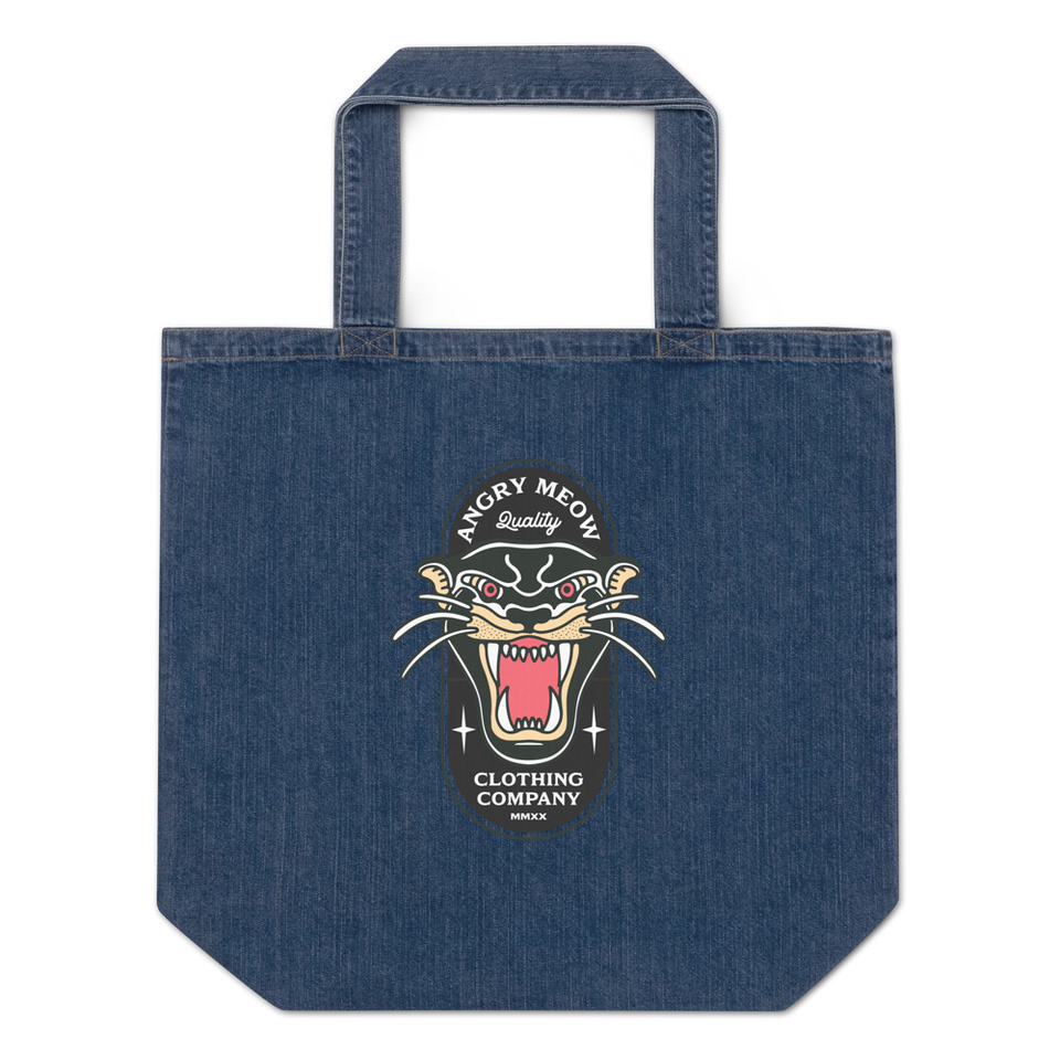 Angry Meow Clothing Company - Panther Organic Denim Tote Bag