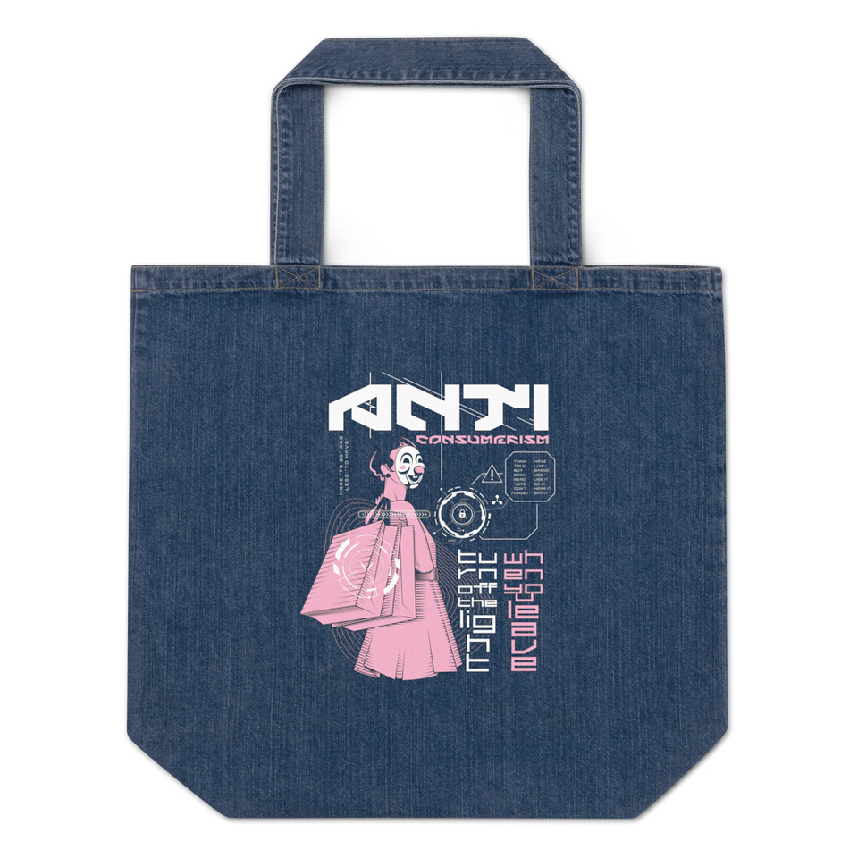 Anti Consumerism - Futuristic Organic Denim Tote Bag