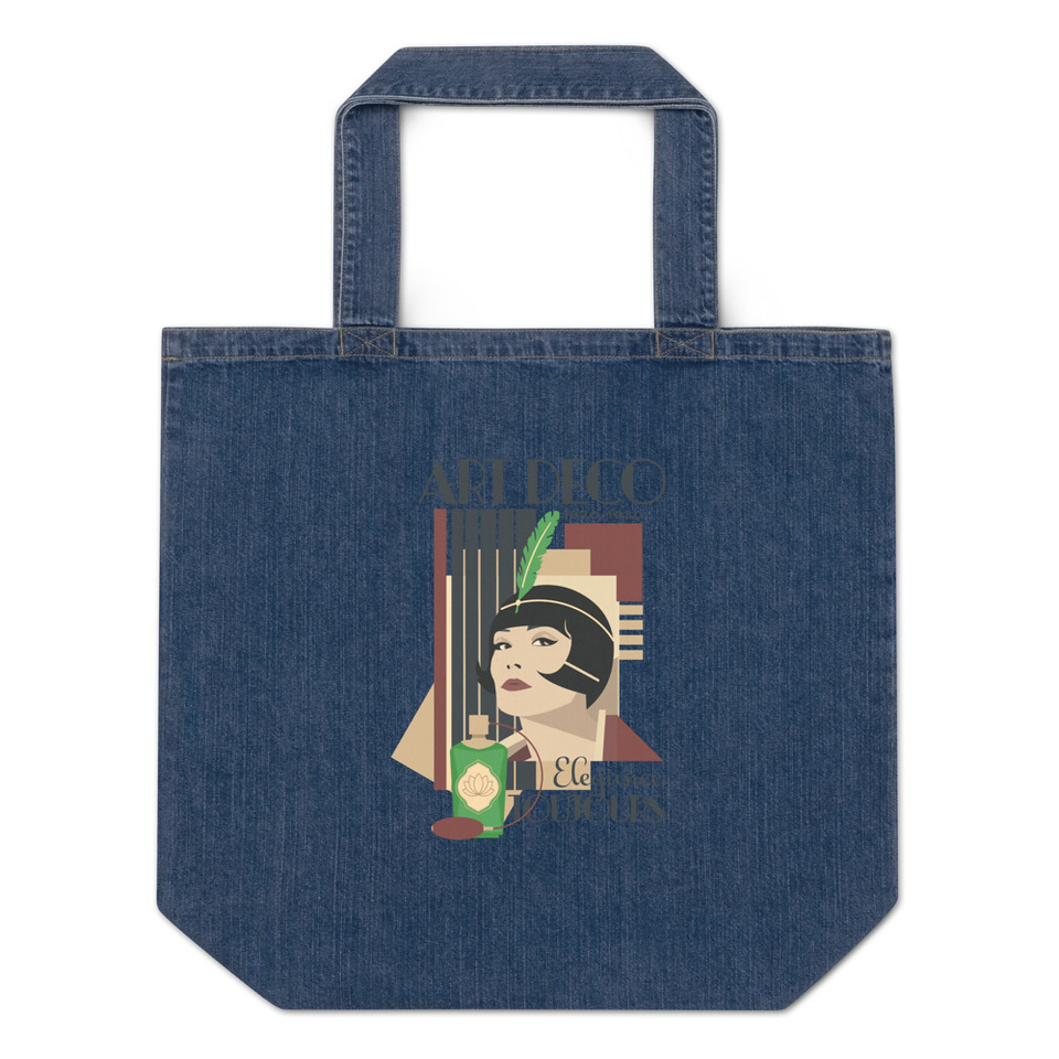 Art Deco Elegance Toujours Organic Denim Tote Bag