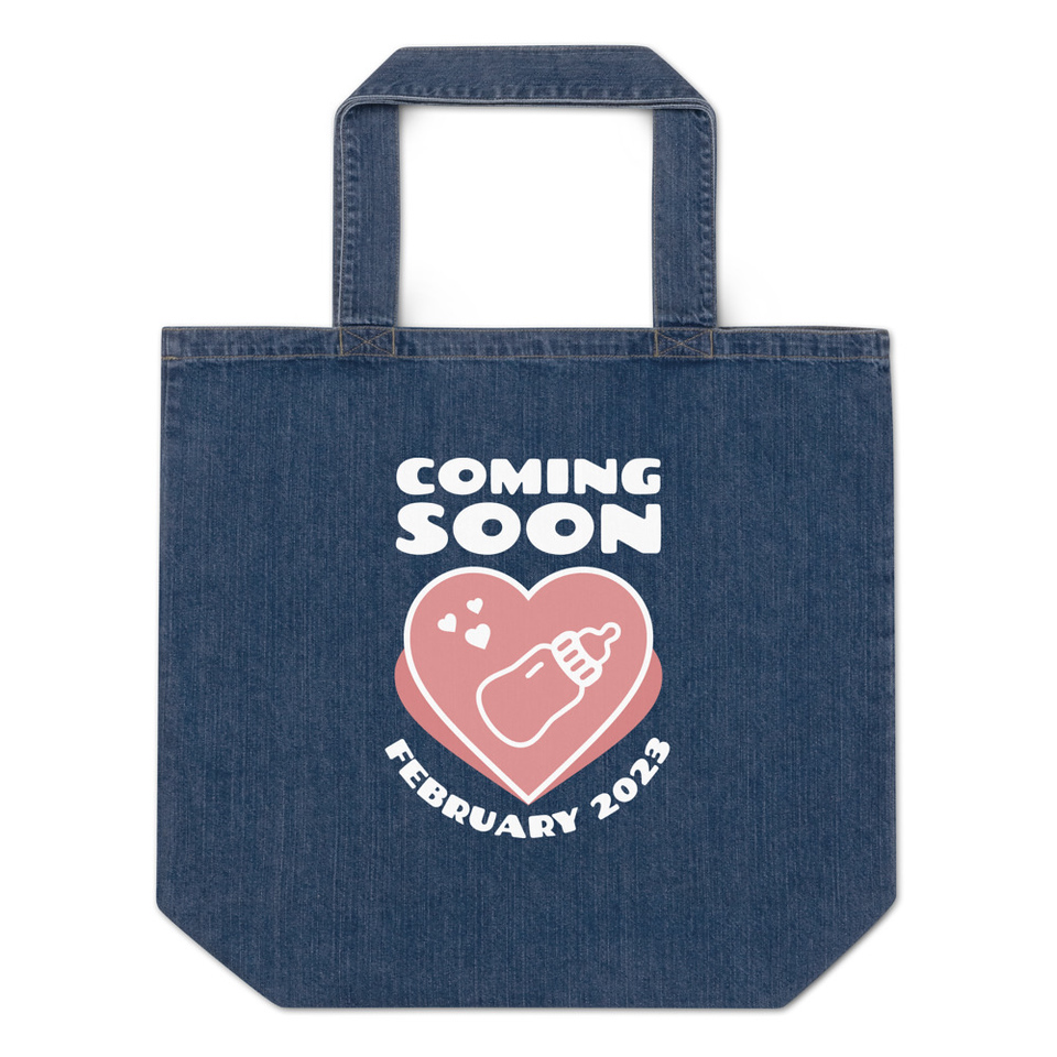 Baby Announcement - Feeding Bottle Organic Denim Tote Bag