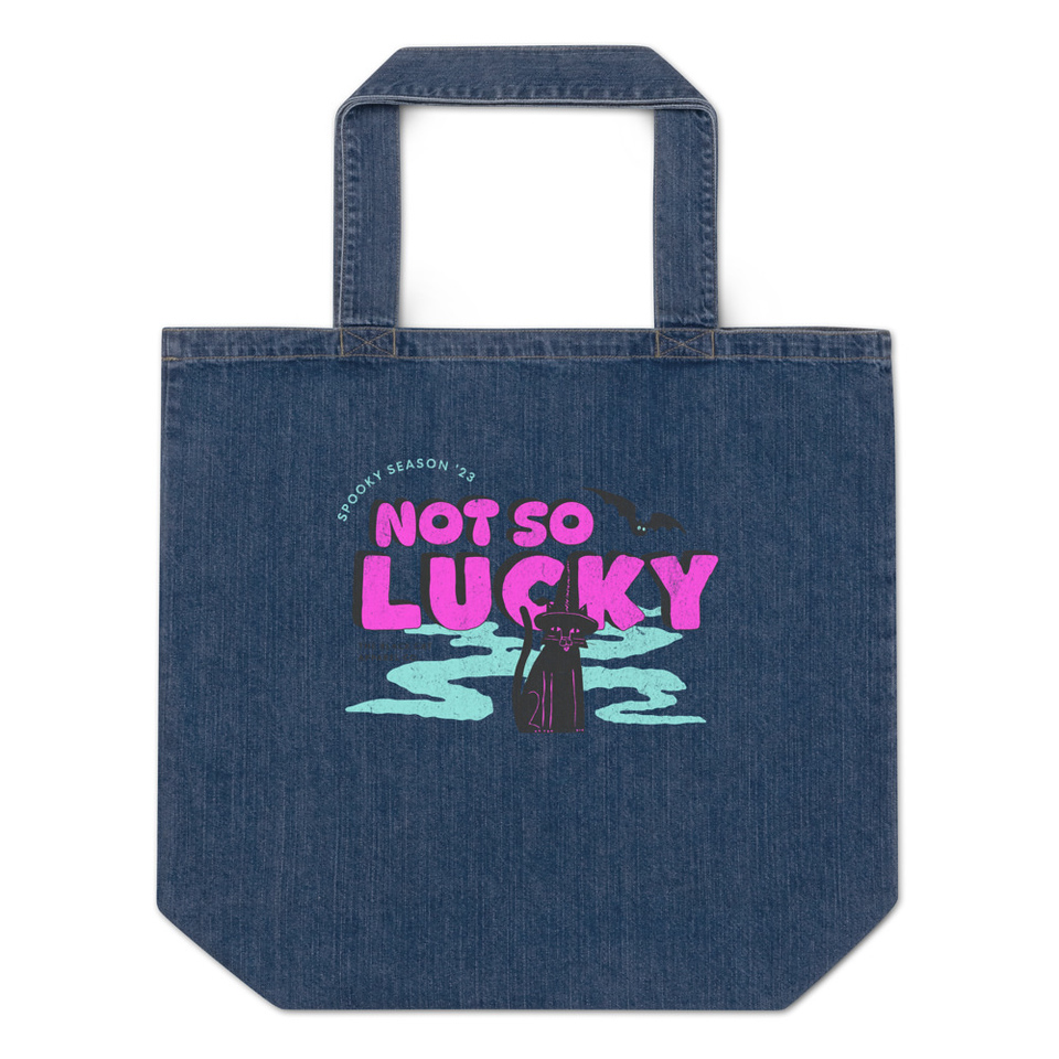 Bad Luck Kitty - Halloween Organic Denim Tote Bag