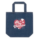 Be my Valentine - Love Heart Organic Denim Tote Bag