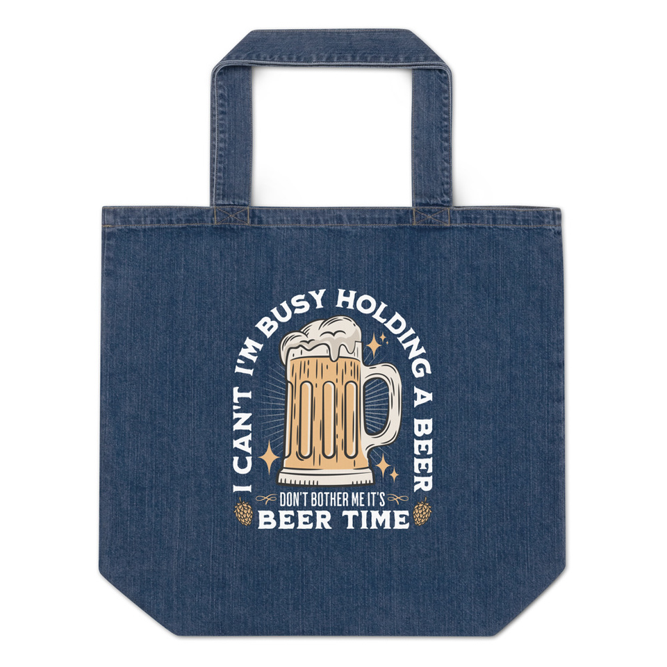 Beer Time - Father's Day Organic Denim Tote Bag