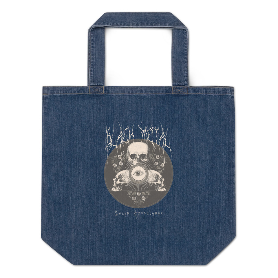 Black Metal - Hardcore skull theme design Organic Denim Tote Bag