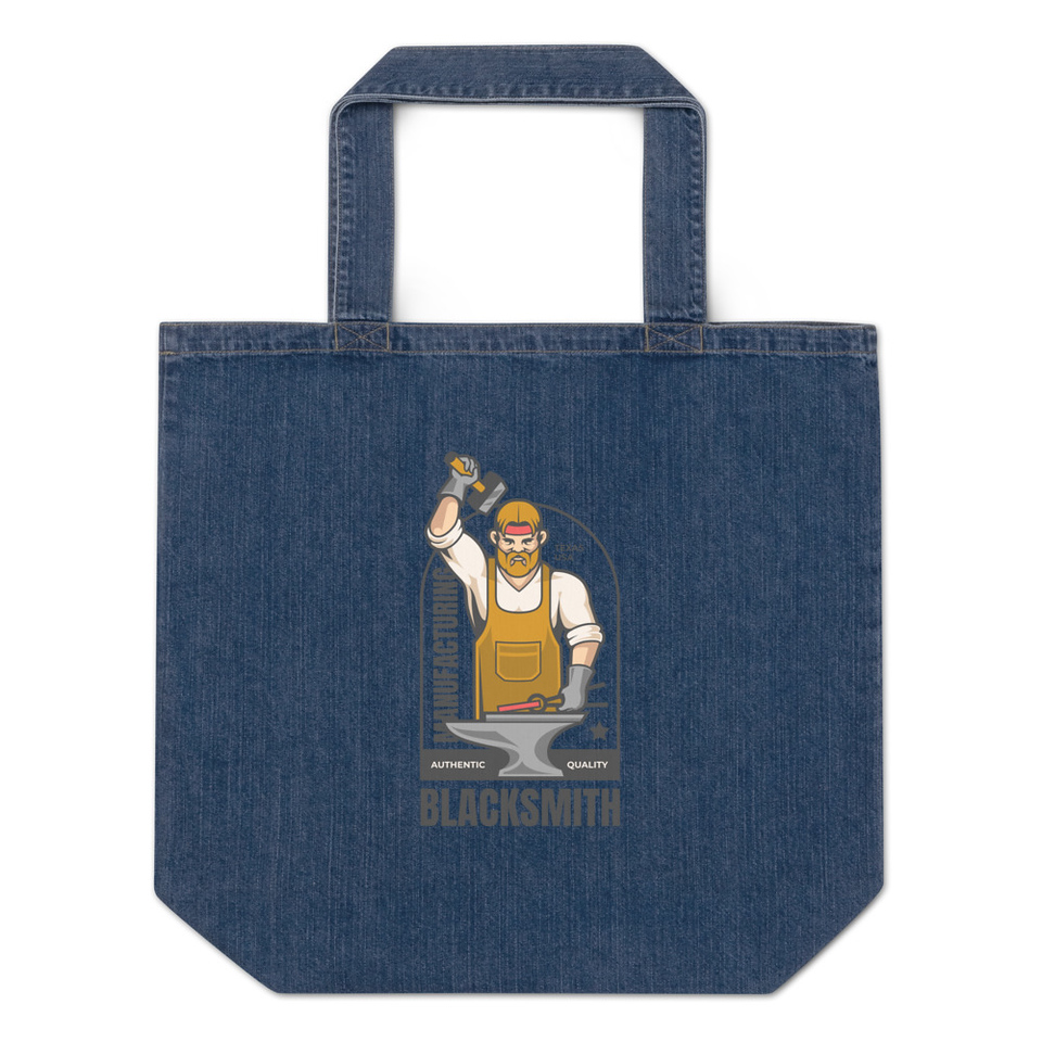 Blacksmith Workshop - Metalwork Organic Denim Tote Bag