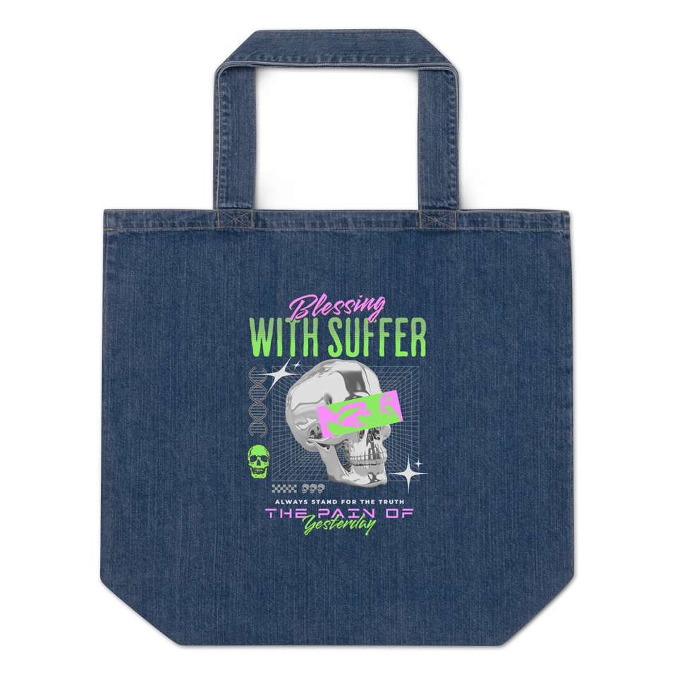 Blessing With Suffer Organic Denim Tote Bag