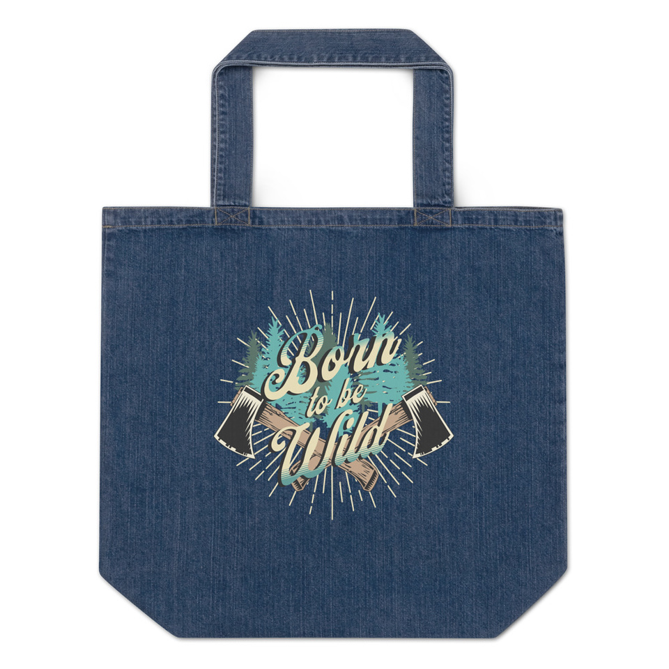 Born to be Wild (2) Organic Denim Tote Bag