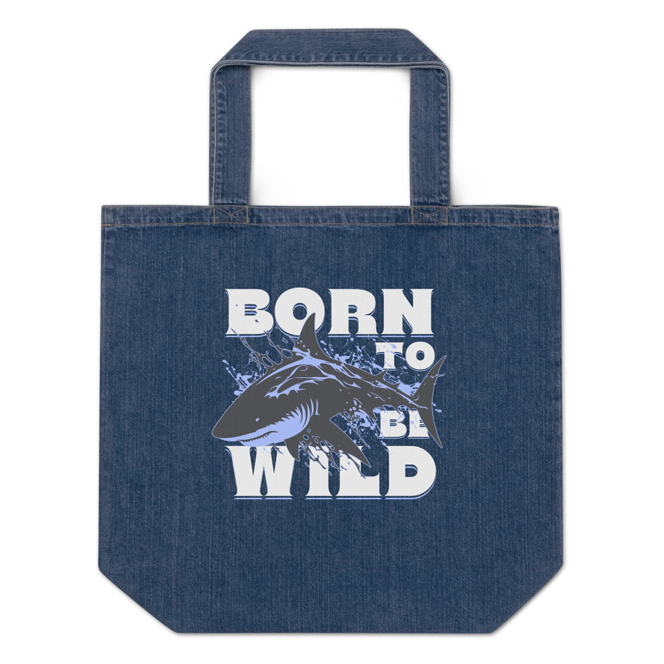 BORN TO BE WILD Organic Denim Tote Bag
