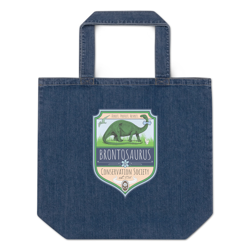 Brontosaurus Conservation Society Organic Denim Tote Bag