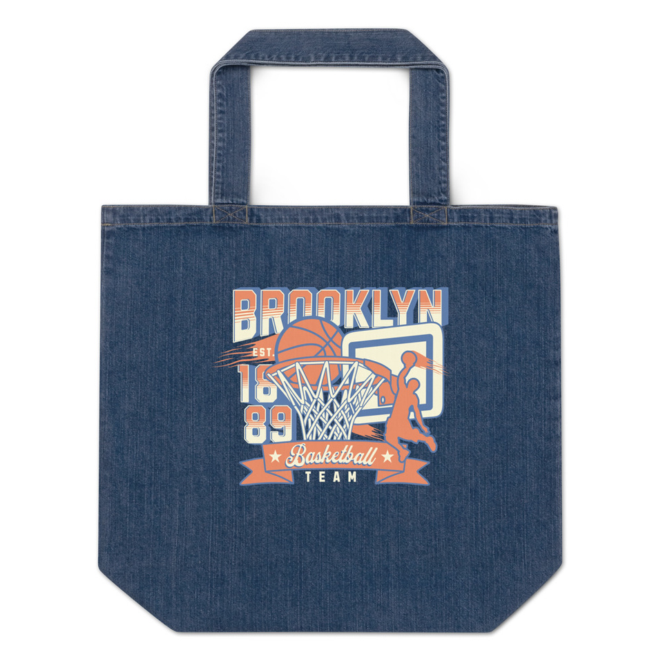 Brooklyn Basketball Team - Athletic Sports Organic Denim Tote Bag