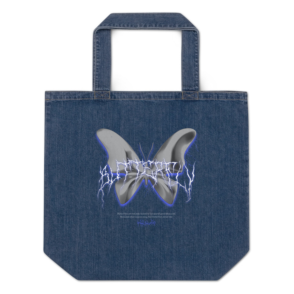 Butterfly Organic Denim Tote Bag