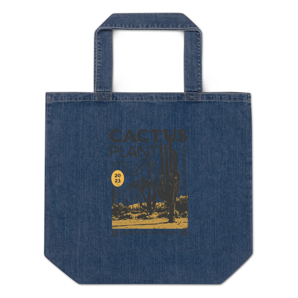 Cacus Plant - Desert Organic Denim Tote Bag