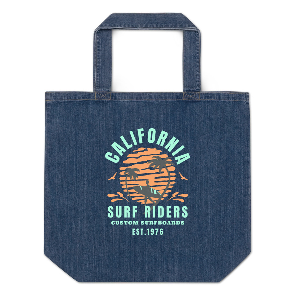 California Surf Riders - Beach Organic Denim Tote Bag