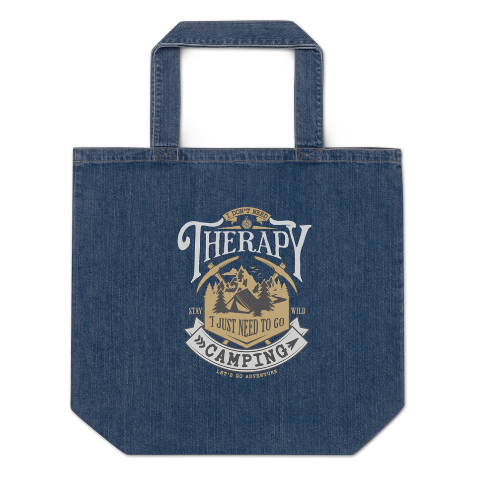 Camping Emblem Organic Denim Tote Bag