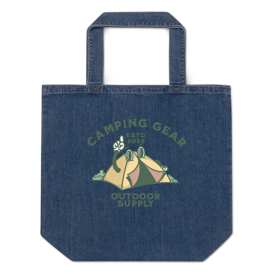 Camping Gear Organic Denim Tote Bag
