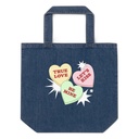Candy Hearts - Valentine's Day Organic Denim Tote Bag