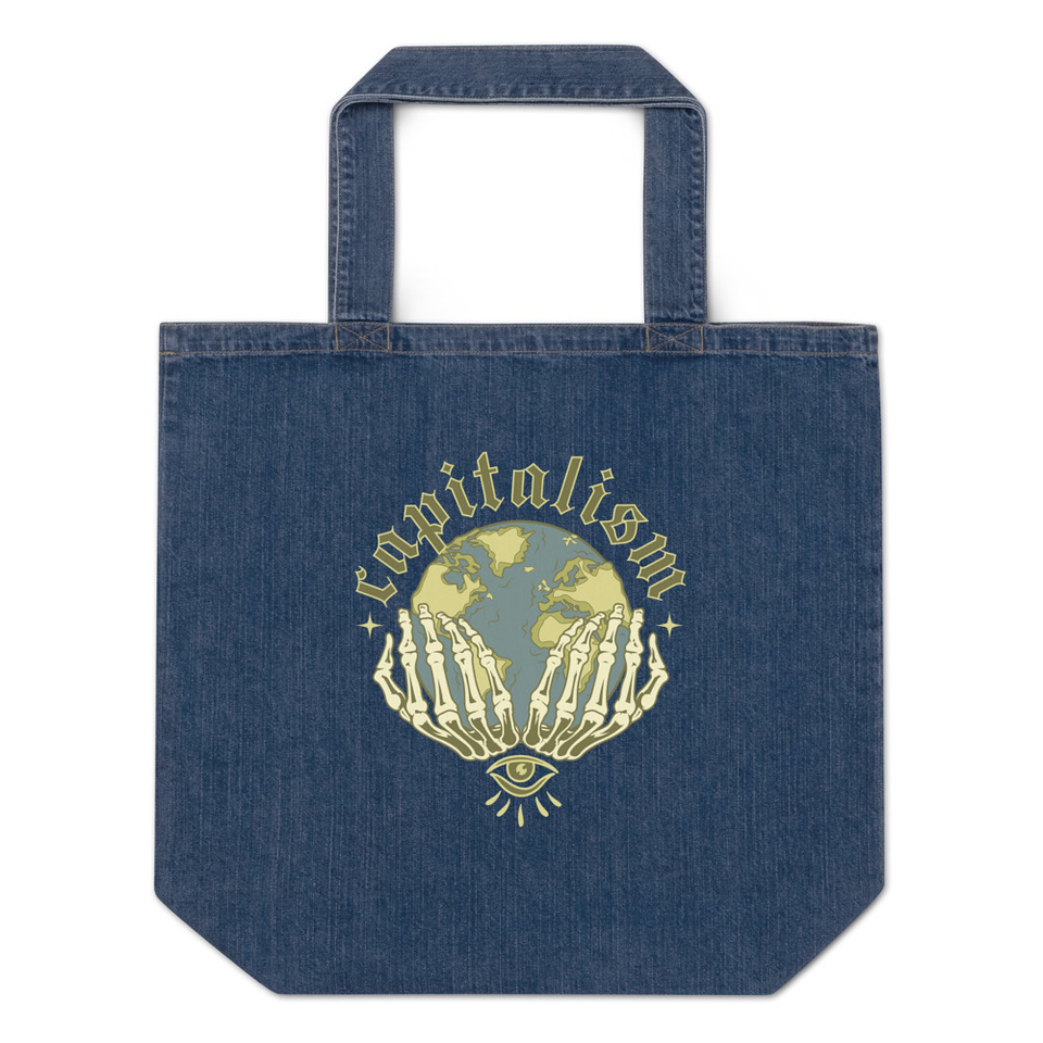 Capitalism - Earth Organic Denim Tote Bag