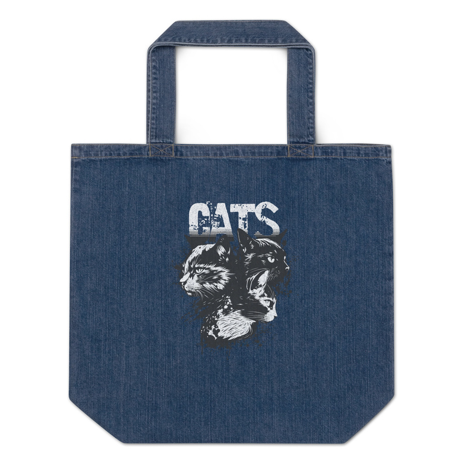 Cats Organic Denim Tote Bag