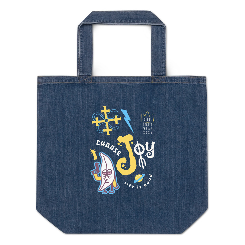 Choose Joy Organic Denim Tote Bag