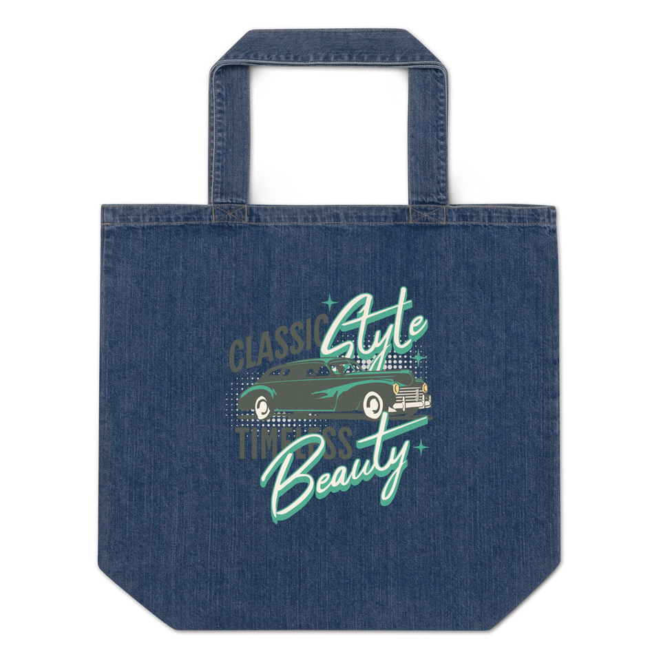 Classic Style Timeless Beauty Organic Denim Tote Bag
