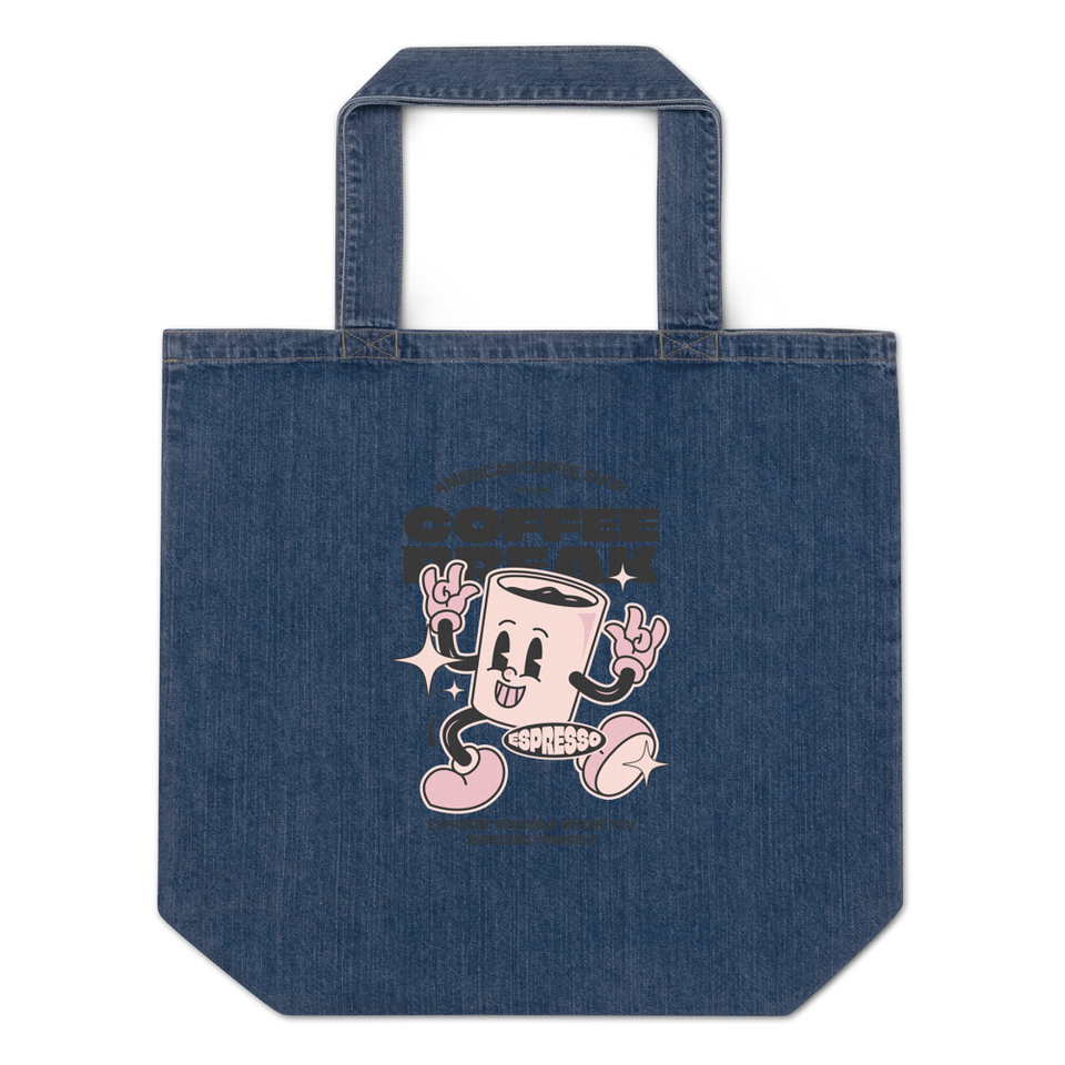 Coffee Break Mascot Organic Denim Tote Bag