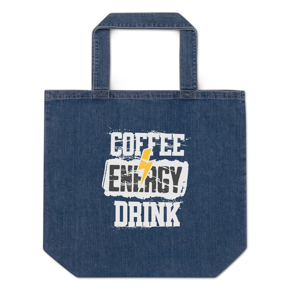 Coffee Energy Drink - Grunge Bolt Organic Denim Tote Bag