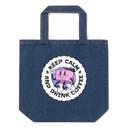 Colorful Fun Retro Style Coffee Quote Organic Denim Tote Bag