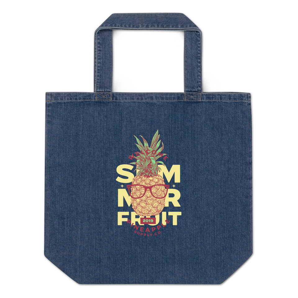 Cool Pineapple - Tropical Fruit Organic Denim Tote Bag