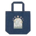Cottagecore Frog Botanical Organic Denim Tote Bag
