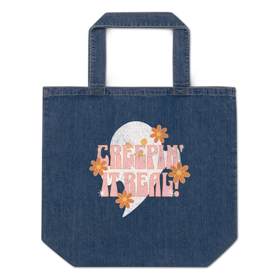Creepin' It Real - Halloween Organic Denim Tote Bag