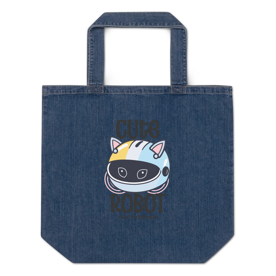Cute Cat - AI Organic Denim Tote Bag