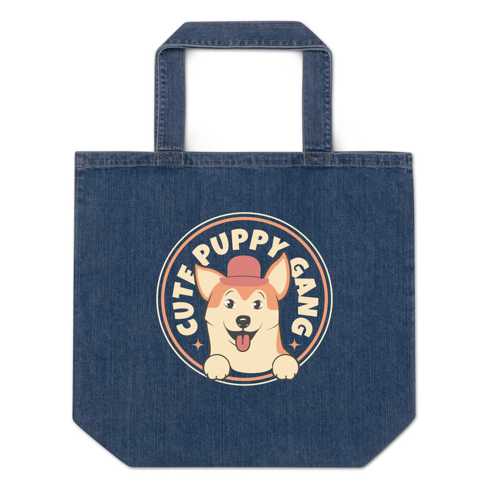 Cute Puppy Gang - Corgi Organic Denim Tote Bag