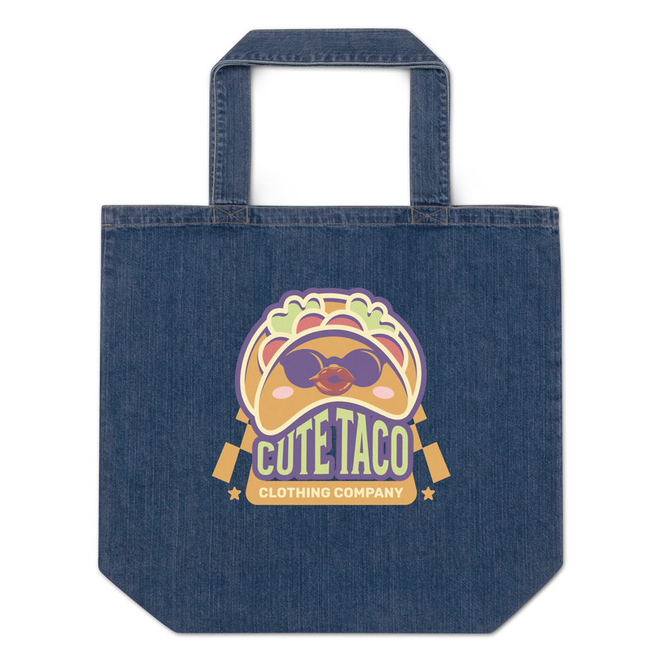 Cute Taco - Colorful Mexican Tortilla Organic Denim Tote Bag