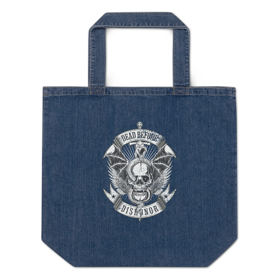 DEAD BEFORE DISHONOR Organic Denim Tote Bag