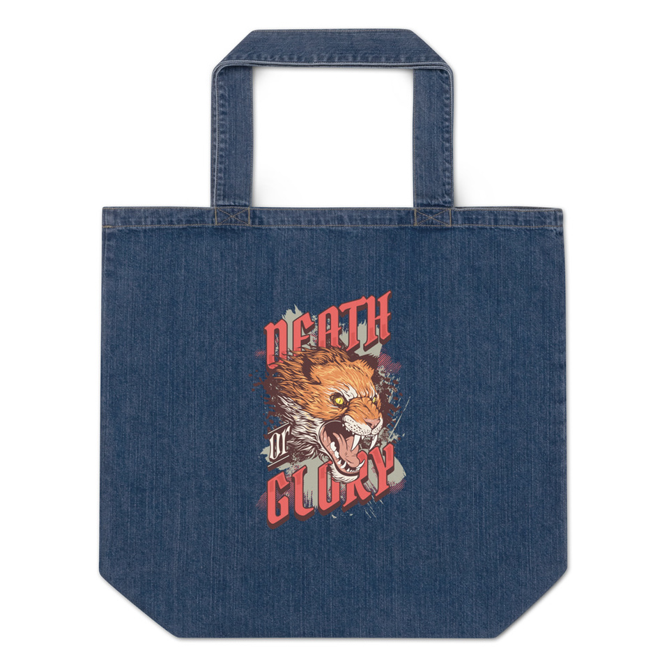 Death or Glory - Fierce Animal Organic Denim Tote Bag