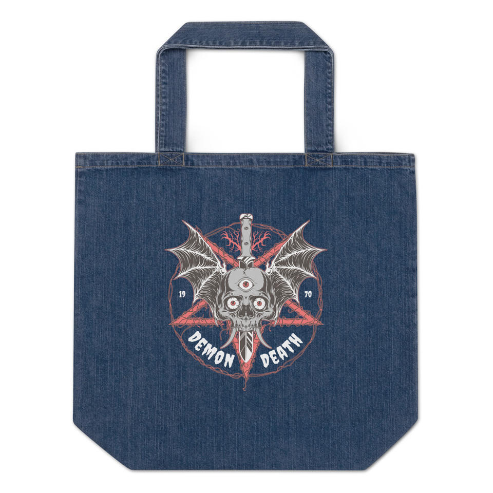 DEMON DEATH Organic Denim Tote Bag
