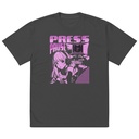 'Press Pause' Anime Gaming Oversized Faded T-Shirt