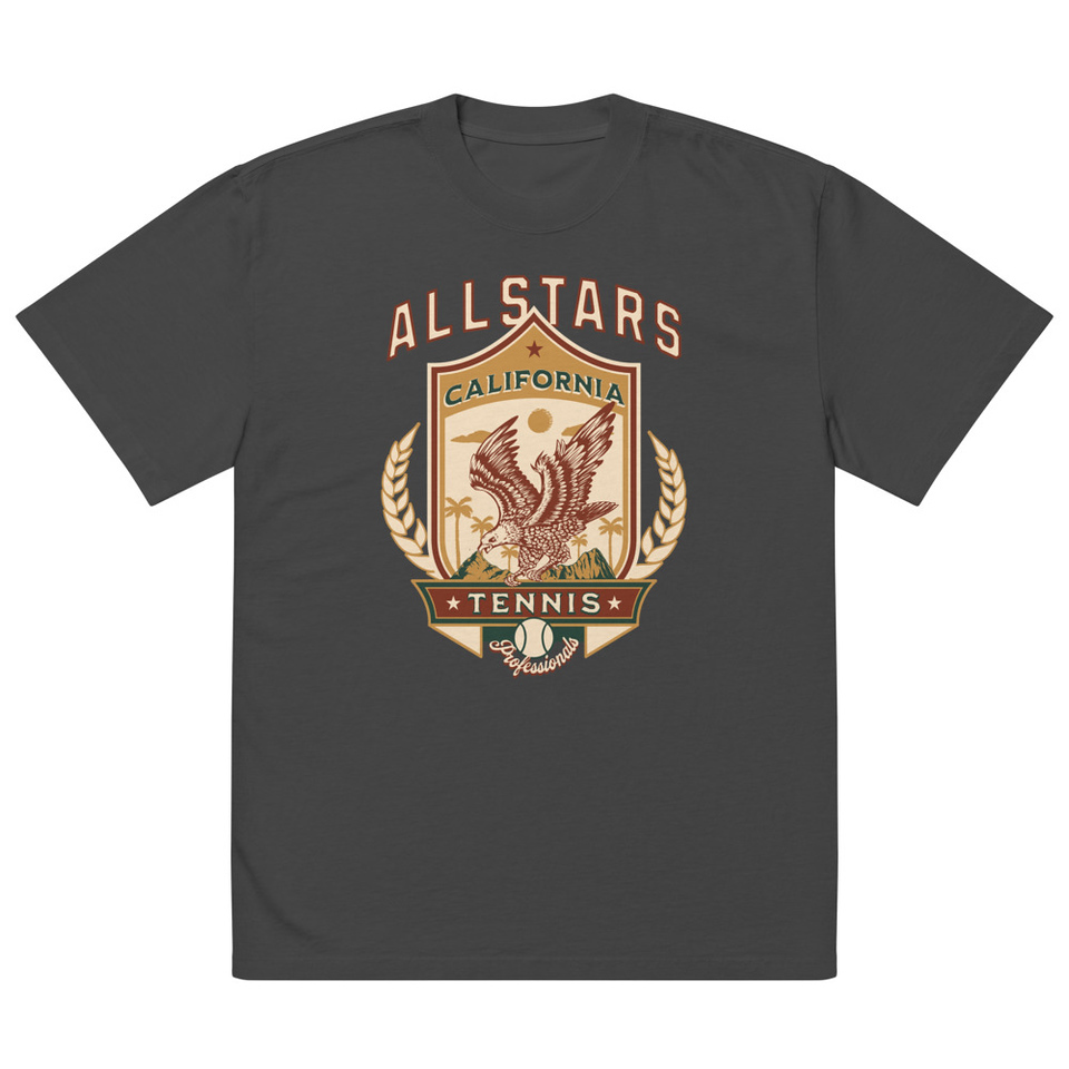 All Stars Tennis - Eagle Badge Oversized Faded T-Shirt