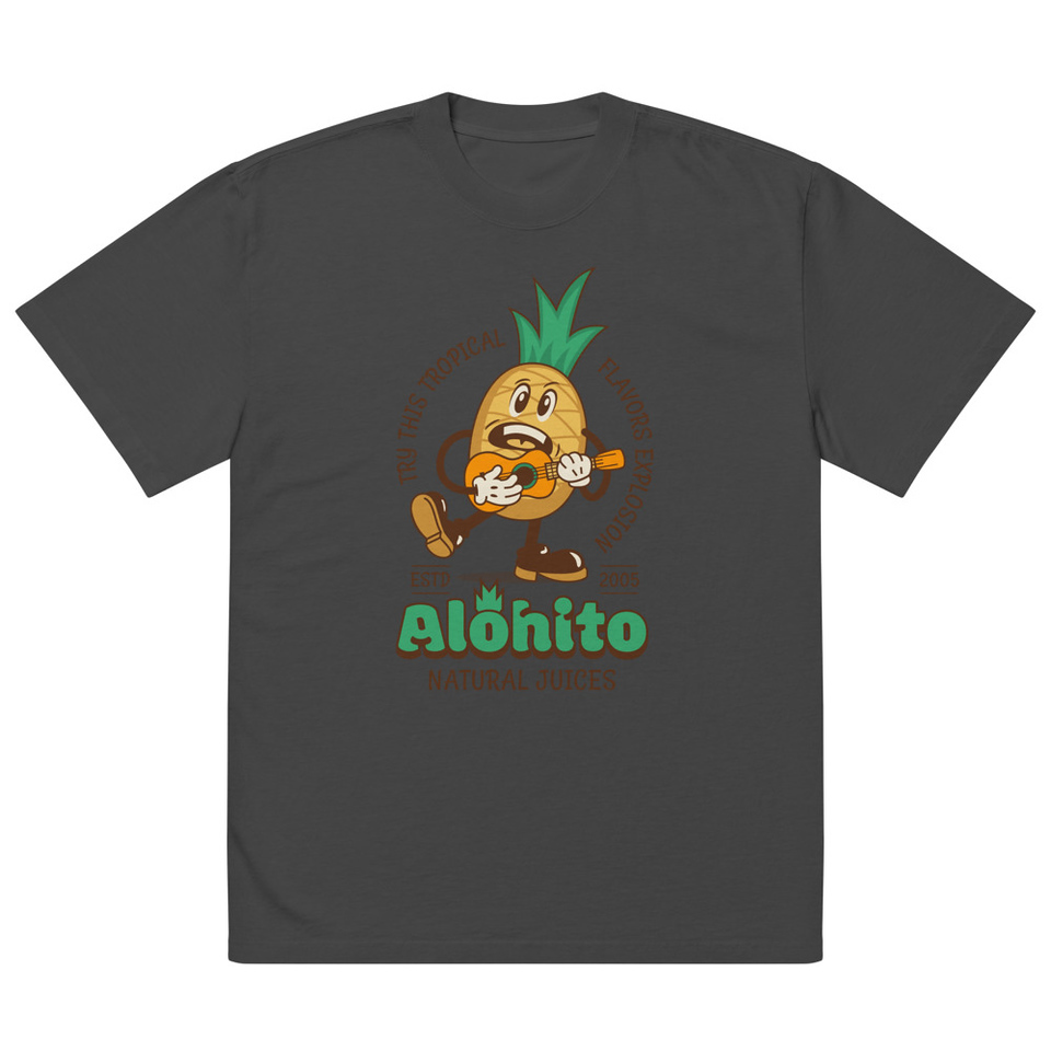 Alohito Natural Juices - Pineapple Mascot Oversized Faded T-Shirt